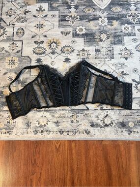 Victoria's Secret Black Lace Longline Corset Bra